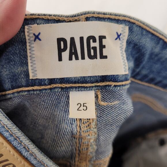 Paige Womens Hoxton Ankle Peg Mid Wash Shark Bite Hem Jeans Size 25 - Picture 4 of 10
